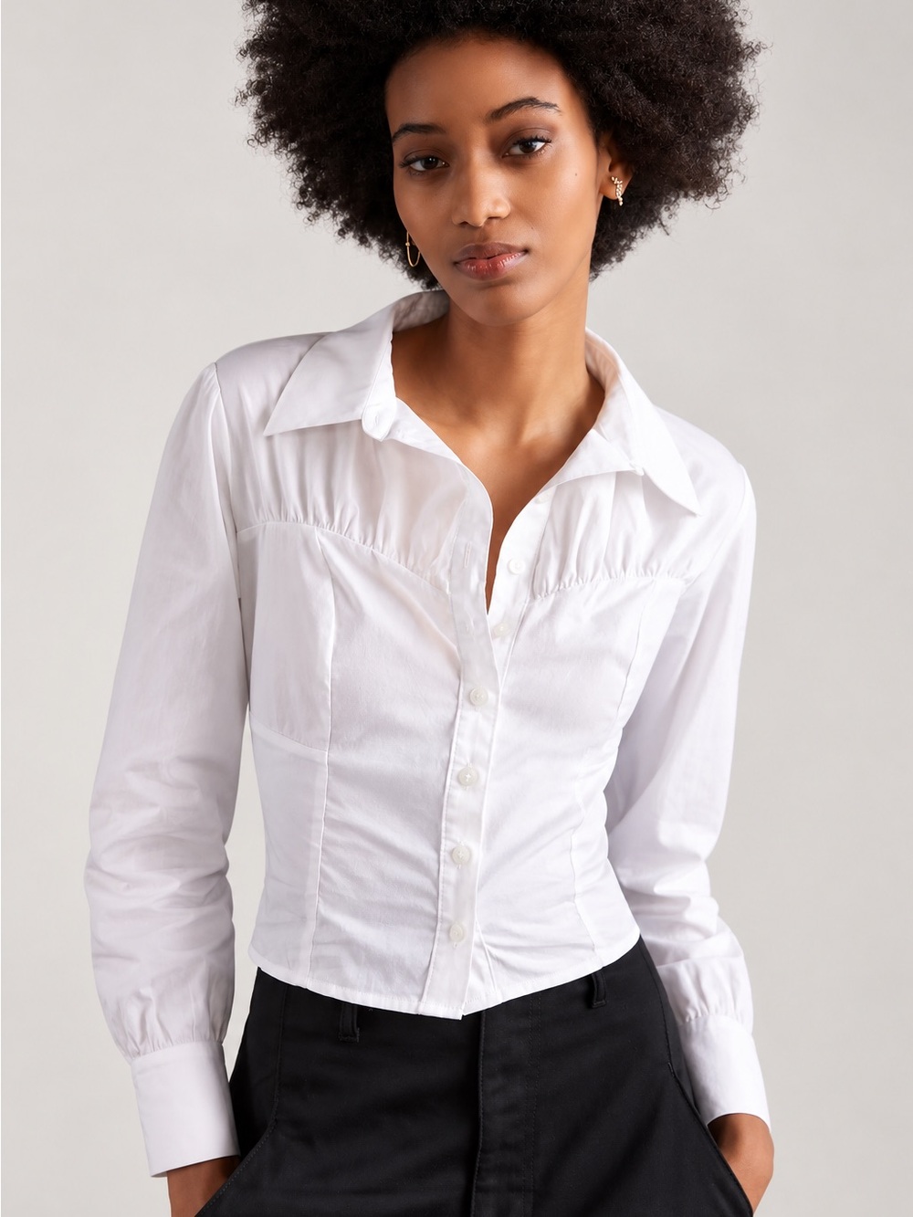 Anthro Maeve Corset-Seamed
Buttondown White blouse